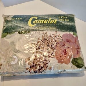 Vtg Camelot 4 Piece FULL SET AOP Floral Bed Sheets Romantic Luxury Cottagecore